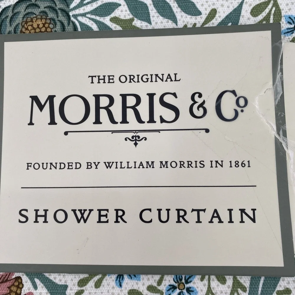 William Morris Shower Curtain Fabric Larkspur Mineral Floral Leaves Botanical